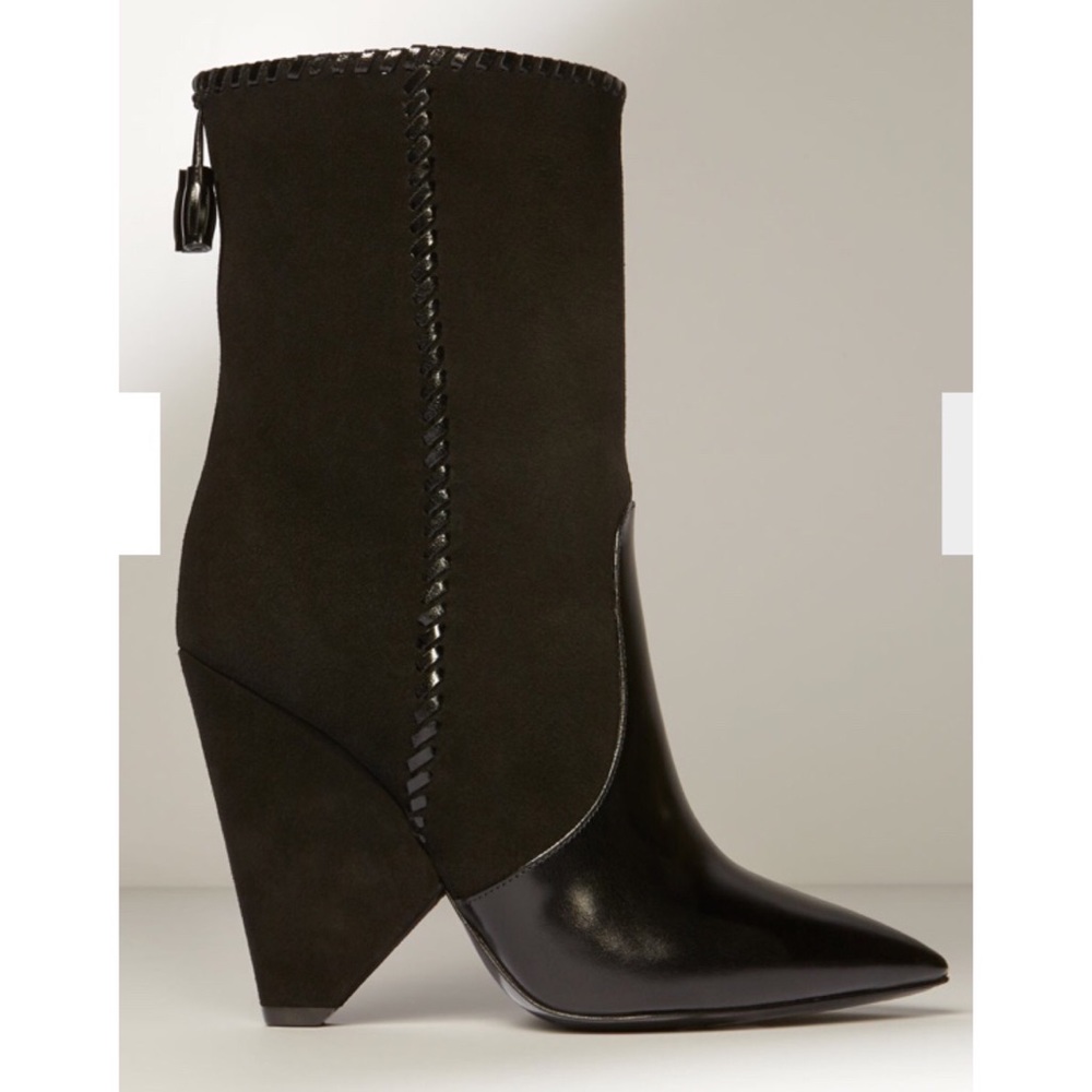 SOLD❌Saint Laurent Niki Mixed Leather Mid Calf Boots - Picture 2 of 8